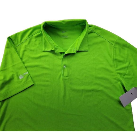 NEW - Nike Men L Neon Green Performance Golf Polo Vented Embroidered Brighthouse - Picture 1 of 10
